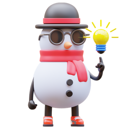 Snowman Character Get Idea  3D Illustration