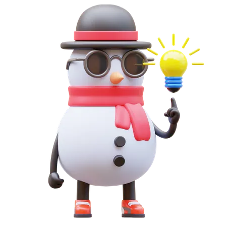 Snowman Character Get Idea  3D Illustration