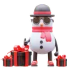 Snowman Character Has Gifts