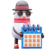 Snowman Character Holding Calendar Planning Schedule