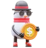Snowman Character Holding Coin