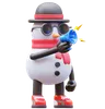 Snowman Character Holding Megaphone For Marketing