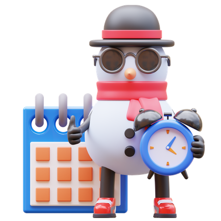 Snowman Character Making A Schedule For Deadline  3D Illustration