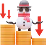 Snowman Character Showing Money Graph Falling Down