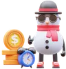 Snowman Character Time Is Money