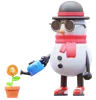 Snowman Character Watering Money Plant For Investment