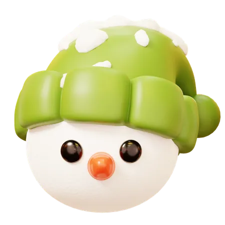 Cute Cartoon 3 D Snowman Character Head Or Face With Red Scarf And Knitting Hat Full Decoration For Christmas Happy New Year Decoration Merry Christmas Holiday New Year And Xmas Celebration 3D Icon