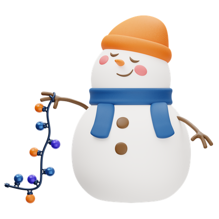 Snowman Holding Christmas Lamp  3D Icon