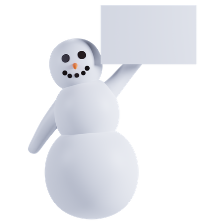 Snowman Holding Placard 3D Illustration