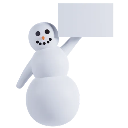 Snowman Holding Placard  3D Illustration