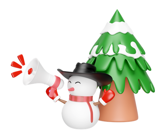 Snowman Holds Megaphone  3D Icon