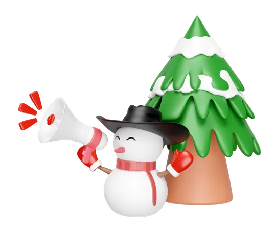 Snowman Holds Megaphone  3D Icon