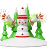 snowman holds megaphone for christmas announcement