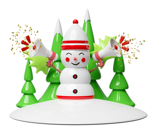 Snowman holds megaphone for christmas announcement  3D Icon