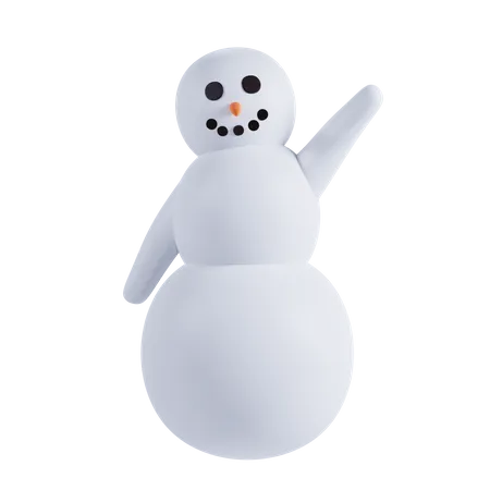 Snowman Say Waving Hand  3D Illustration