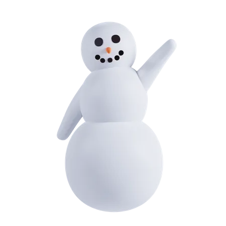 Snowman Say Waving Hand 3D Illustration