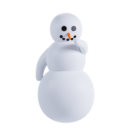 Snowman Thinking Something 3D Illustration