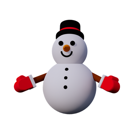 Snowman Wearing A Black Hat  3D Icon