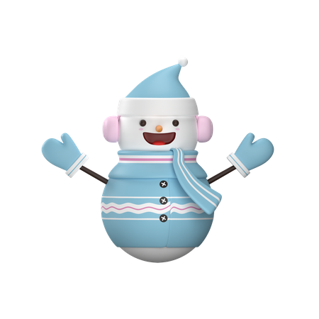 Snowman wearing blue sweater  3D Illustration