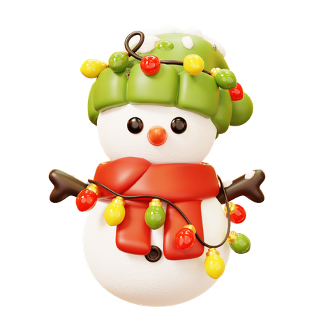 Snowman with Christmas Light  3D Icon