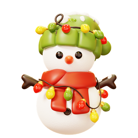 Snowman with Christmas Light  3D Icon