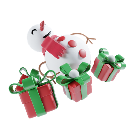 Snowman With Gift  3D Icon