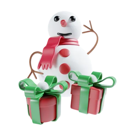 Christmas 3 D Icon With Snowman 3D Icon