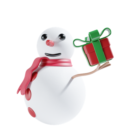 Snowman With Gift  3D Icon