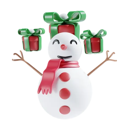 Snowman With Gift  3D Icon