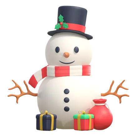 Snowman With Gifts 3D Icon