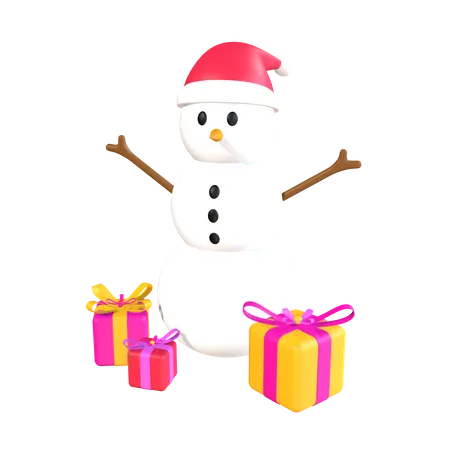 Snowman With Gifts  3D Icon