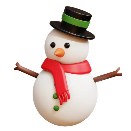 Snowman With Hat  3D Icon