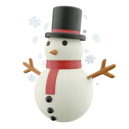 Snowman With Hat  3D Icon
