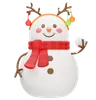 Snowman With Reindeer Headband Holding Snowball