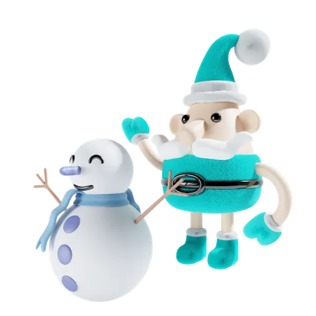 Snowman With Santa  3D Illustration