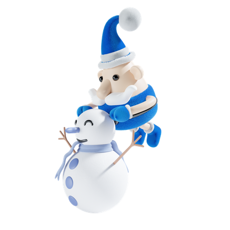 Snowman With Santa  3D Illustration