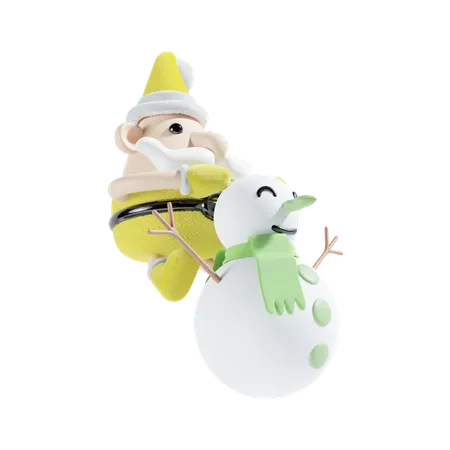 Santa Claus With Yellow Theme 3D Illustration