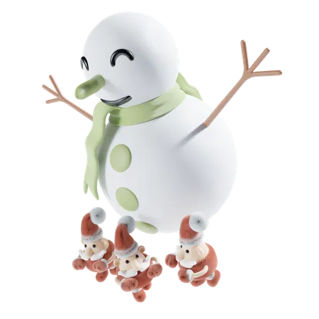 Snowman With Santa  3D Icon