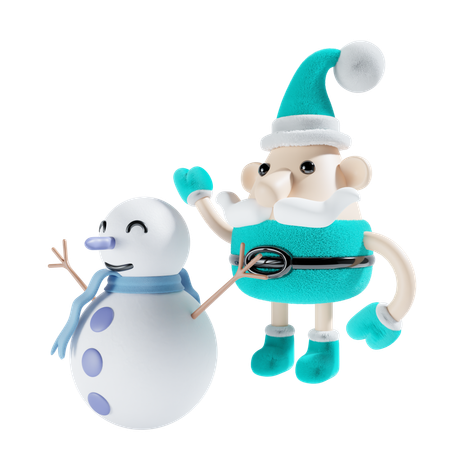 Snowman With Santa  3D Illustration