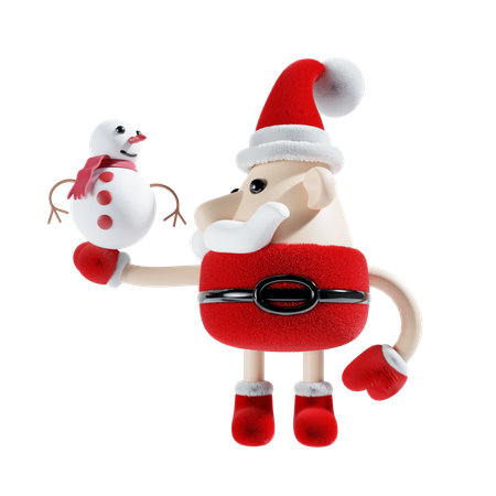 Snowman With Santa  3D Illustration