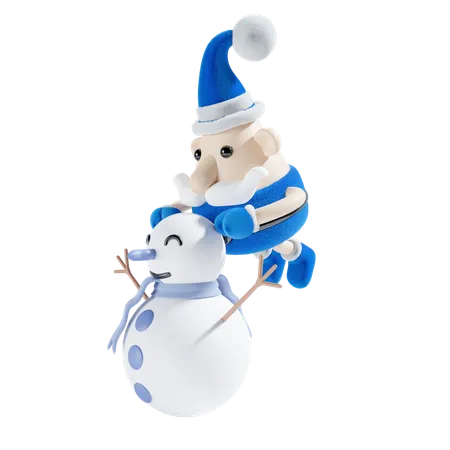 Snowman With Santa  3D Illustration