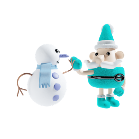 Snowman With Santa  3D Illustration