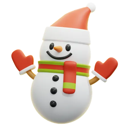 Snowman With Santa Hat  3D Icon