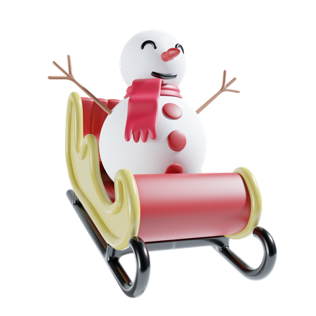 Snowman With Sledge  3D Icon