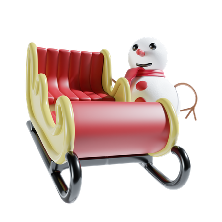 Snowman With Sledge  3D Icon