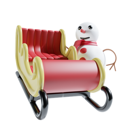 Snowman With Sledge  3D Icon