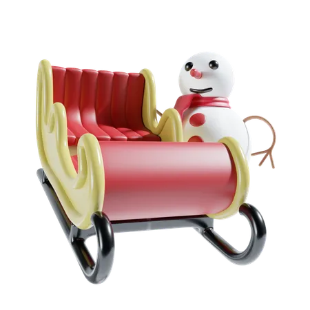 Snowman With Sledge  3D Icon