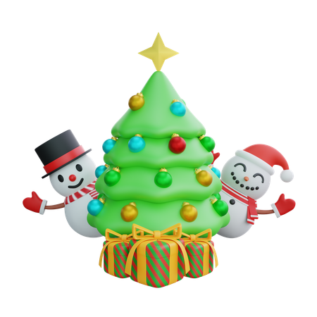 Snowmen And Xmas Tress  3D Icon