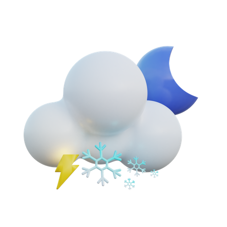 Snowy And Lightning Clear Night  3D Icon