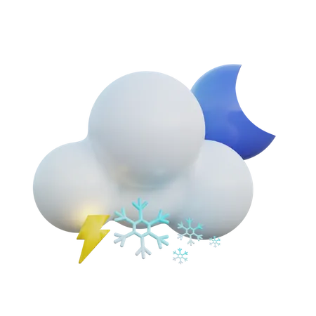 Snowy And Lightning Clear Night  3D Icon